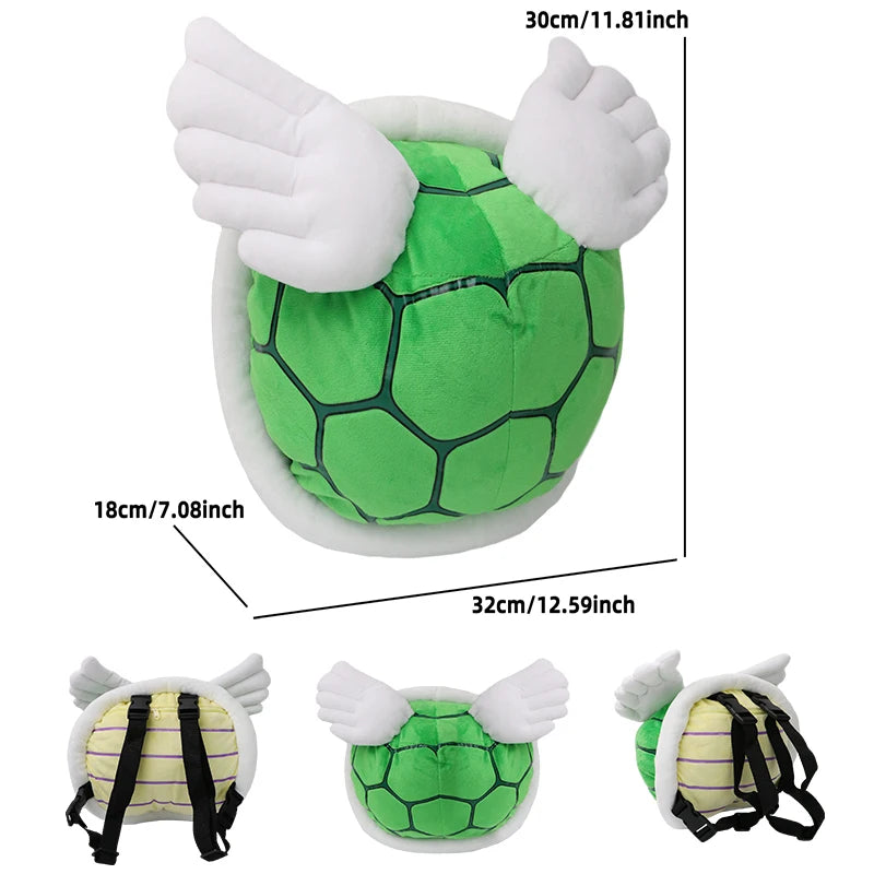 2 in 1 Mario Bros Turtle Shell Backpack Cosplay Koopa Backpack Troopa School Bag Soft Stuffed Cartoon Plush Toy Strap Detachable