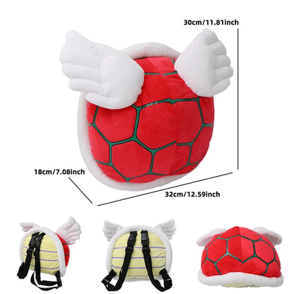 2 in 1 Mario Bros Turtle Shell Backpack Cosplay Koopa Backpack Troopa School Bag Soft Stuffed Cartoon Plush Toy Strap Detachable