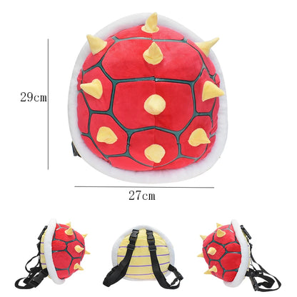 2 in 1 Mario Bros Turtle Shell Backpack Cosplay Koopa Backpack Troopa School Bag Soft Stuffed Cartoon Plush Toy Strap Detachable